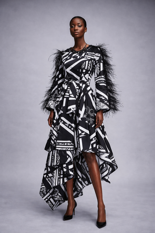Ostrich feather Inkomo dress
