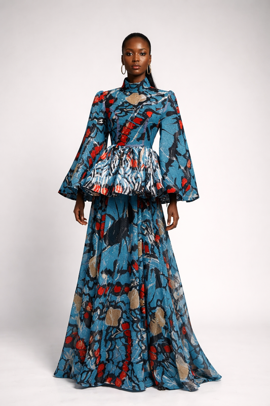 Modest Aqua Blue Butterfly Dress