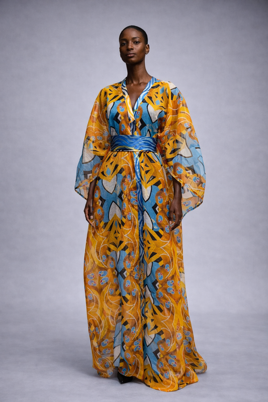 Yellow African Beads Kaftan dress