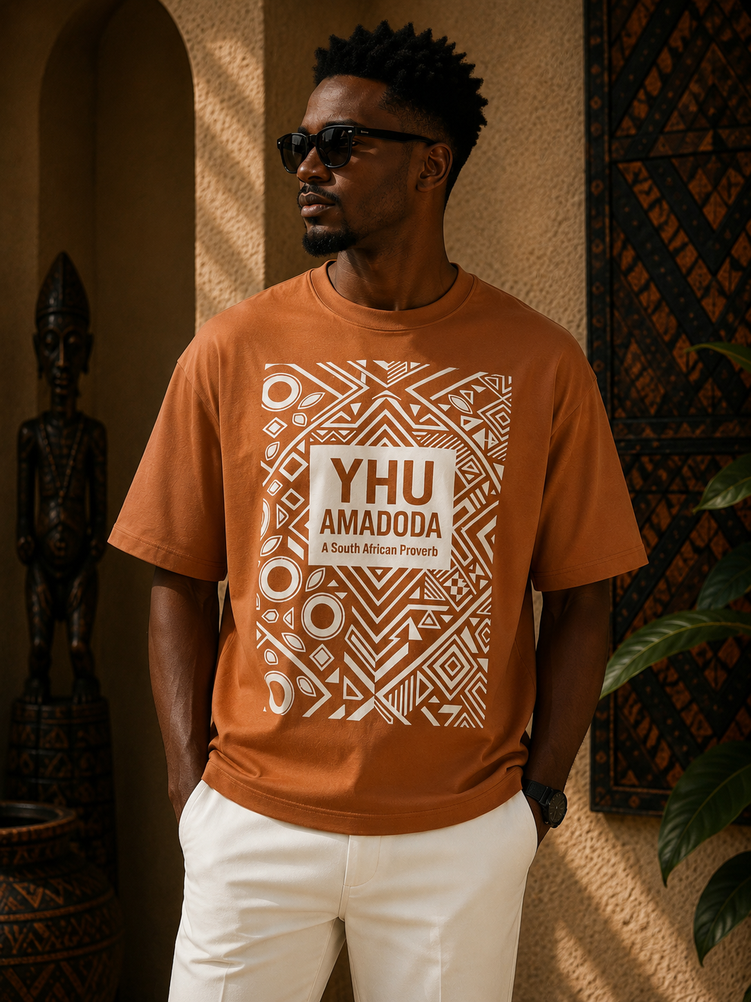 YHU AMADODA T-SHIRT : Brown